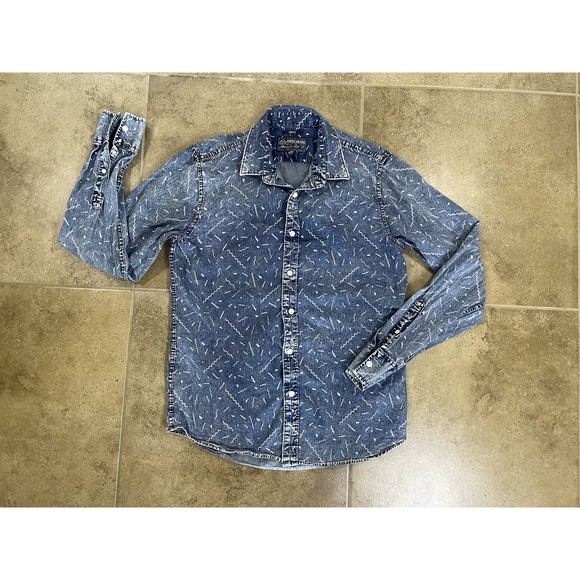 American Rag Cie Other - American Rag Mens Sz S Popular Denim Aztec Long Sleeve Shirt Blue Pattern Button